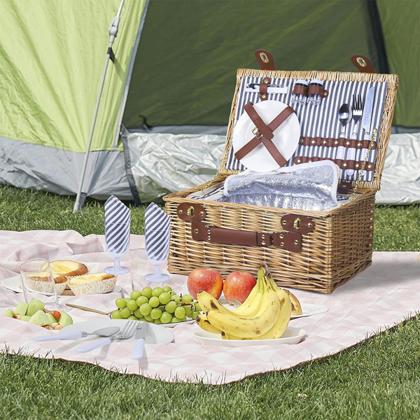 Crestone Leather / Faux Leather Picnic Basket , Service for 2 Wayfair Canada